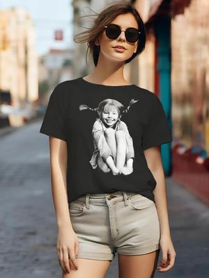 Langstrumpf Lange Socken Unisex Ganzjahres-T-Shirt, Lässiger Stil, Klassische Passform, Weiches und Bequemes Hochwertiges Gewebe, Essentielles Rundhals-T-Shirt