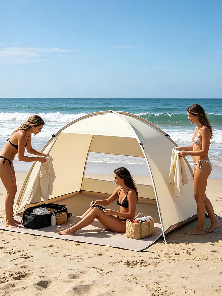 Beach Tent Sun Shelter Portable Easy Setup Anti-UV Shade Tent Beach For 3-4 Person Outdoor Camping Garden Family Picnic Fishing