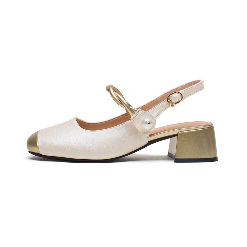 Augustine New Chinese Sandals Women's Summer New Bag Head Word with Thick Heel High Heels French Fashion Shoes