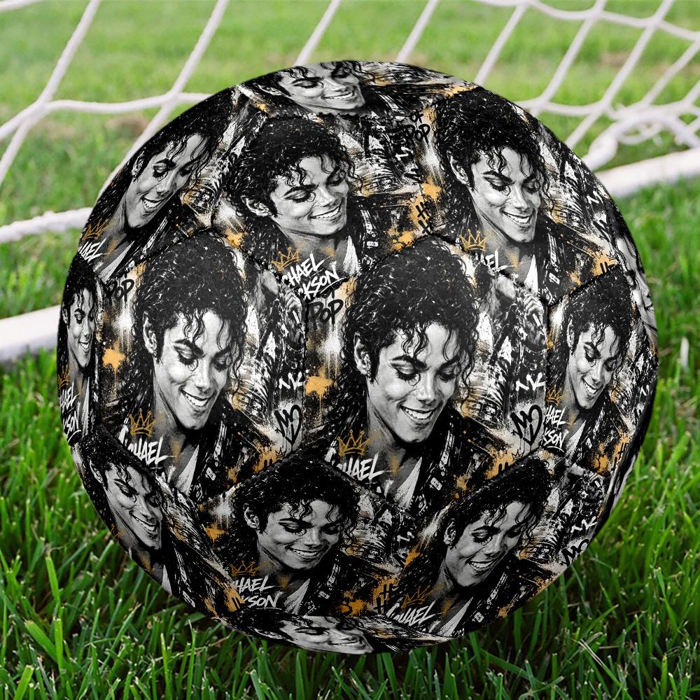 Michael Jackson Print Size 5 Soccer Ball, Standard Match Football for Sports Game and Team Practice, Ideal Gift for Soccer Fans