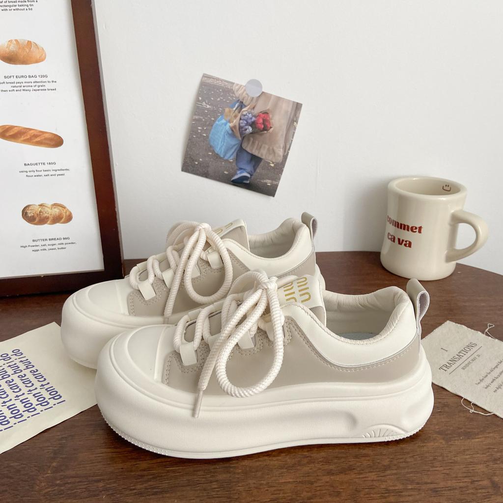 Popular high-end versatile little white shoes niche thick baseplate shoes women's 2025 new spring and autumn super fire sports casual shoes