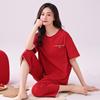 100% Cotton Women's Red Pajamas - Spring/Fall Wedding Year of the Rat Long Sleeve Plus Size Set