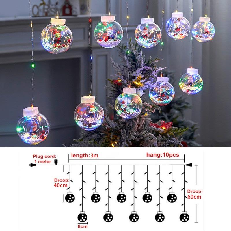 Christmas Lights Indoor Home Room Decoration Night Lights LED Bauble Wishing Ball Window Curtain Fairy Garland Lighting String