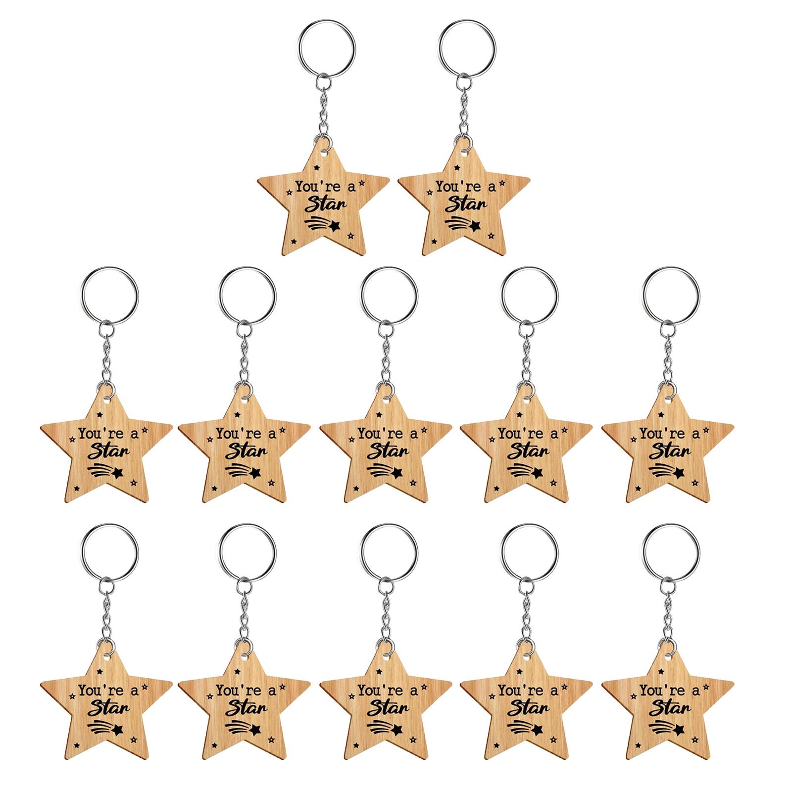 

Функциональный брелок со звездой, орнамент, модные брелоки, аксессуар, персонализированная деревянная сумка со звездой, подвеска-брелок, подвеска