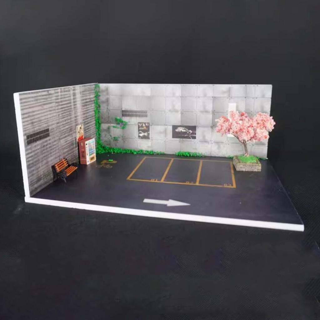 1/64 Parking Lot Scene Diecast Car Display High Density PVC Board Mini Automobile Model Garage for