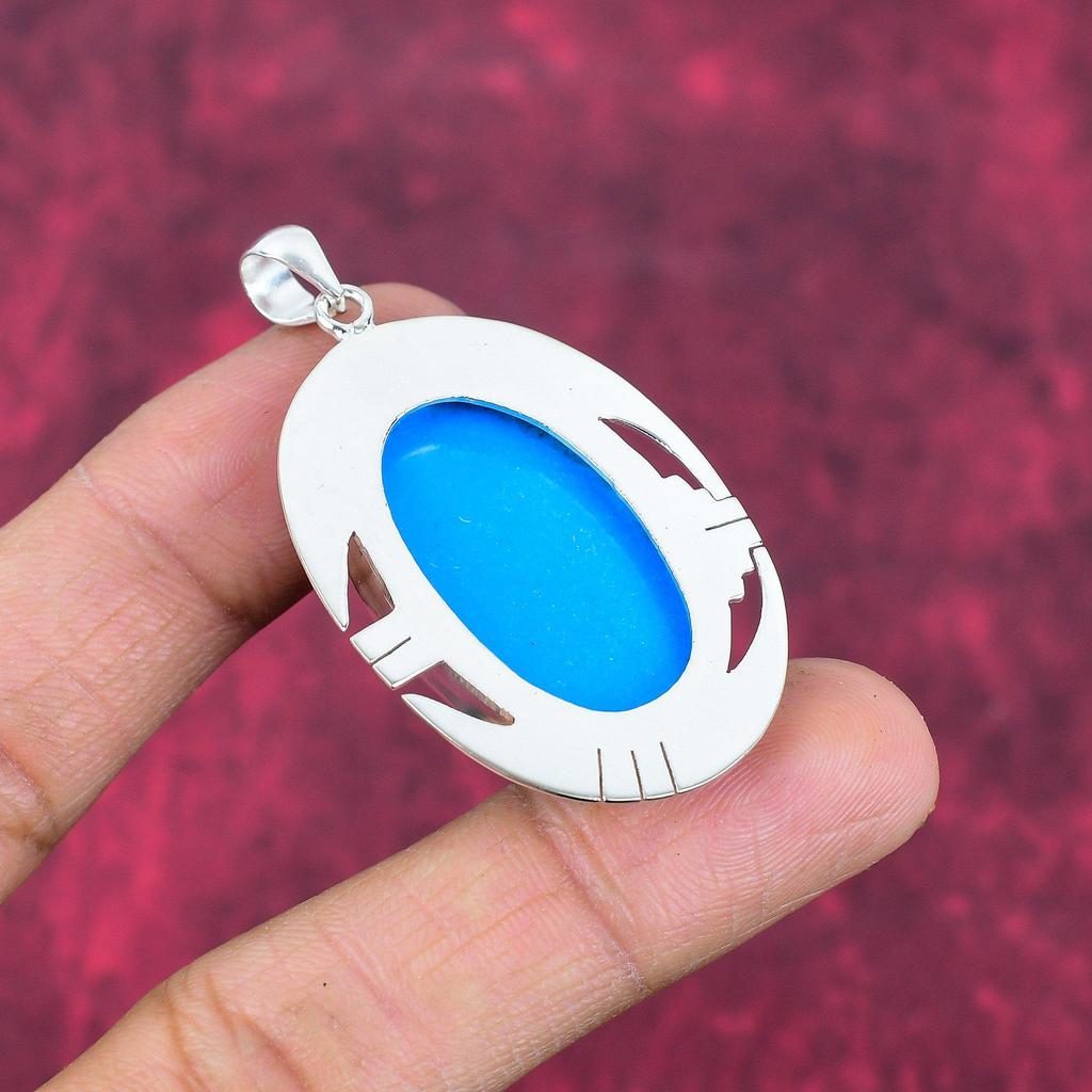 Schlafender Türkis 925 Massiv Sterlingsilber Anhänger, Handgefertigter Edelsteinanhänger Schmuck, Geschenke für Ehefrau Brandneuer Anhänger