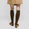 Flower Pattern Knee Socks - Brown