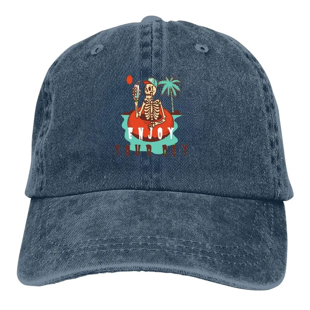 Genieße deinen Tag Klassische Baseballkappe Herrenhüte Damen Visorschutz Snapback Mexikanischer Schädel Santa Muerte Kappen