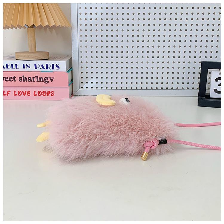 2025 Herbst/Winter Trendige Cartoon Fell Umhänge- & Handytasche – Flauschige Handtasche für Damen