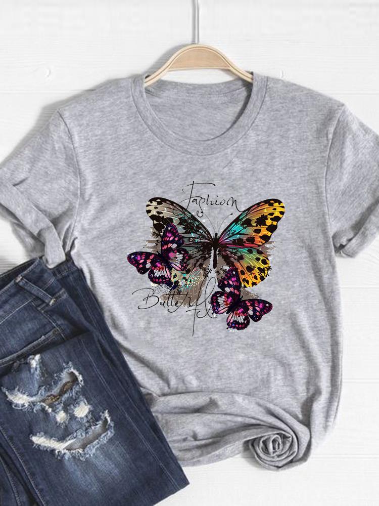 

Tee Basic Clothing Women Clothes Print T Shirt Leopard Love Heart Trend Cute Summer Top Fashion Short Sleeve Graphic Tshirt 4XL