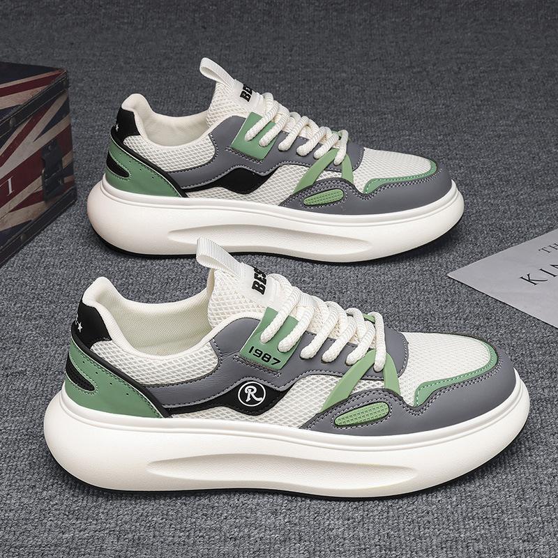 Fashion 2025 Breathable Mesh Men's Sports Shoes Version Men's Casual Shoes Versatile Running Flats Comfortable EVA Insoles Board Shoes