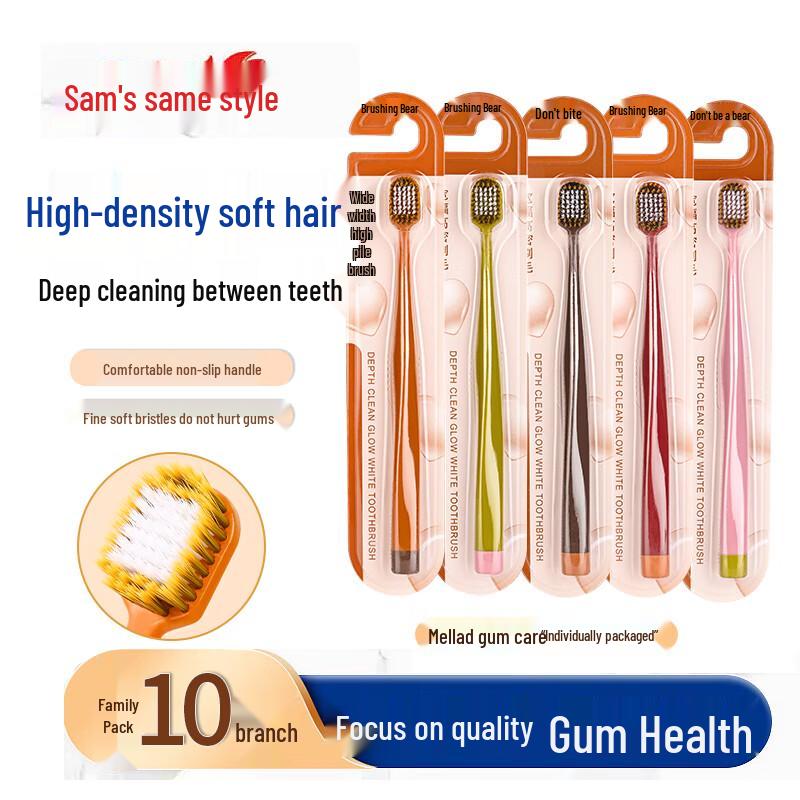 

BRUSHING BEAR Soft Bristle Wide Head Toothbrushes, 10-Pack