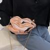 Bolso de Mano con Labios Dorados para Mujer Bolso de Hombro de Cadena Acrílica de Alta Calidad para Señoras Bolso de Noche Forma de Labios Cartera