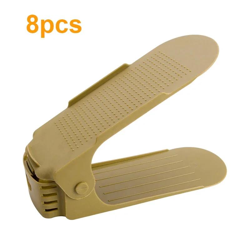 

8 шт. Стойка для обуви для органайзера, регулируемая двойная стойка, полка для обуви, слот для хранения в шкафу