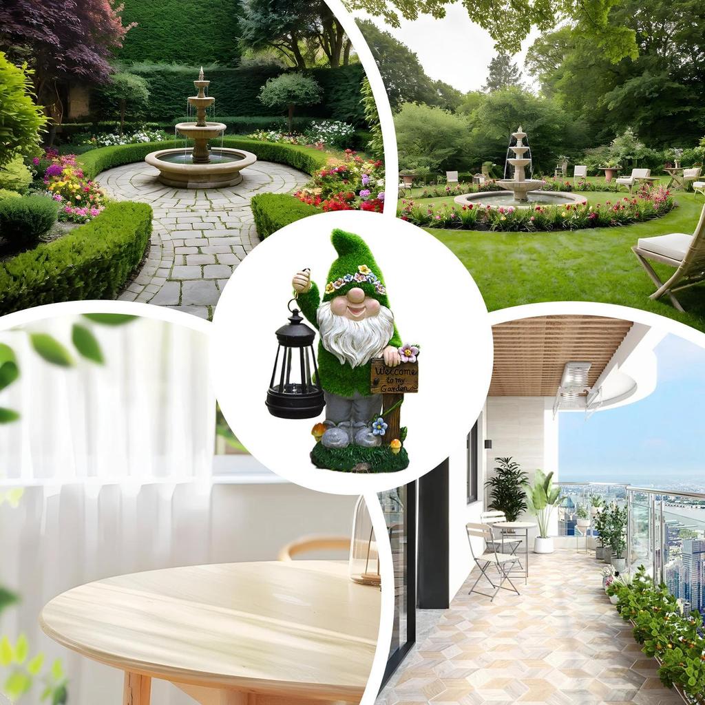 Décorations de Gnomes Pour Jardin Solaire Mignon Gnome de Jardin Avec Lanterne Éclairage Paysager Statuette de Nain Solaire pour Jardin