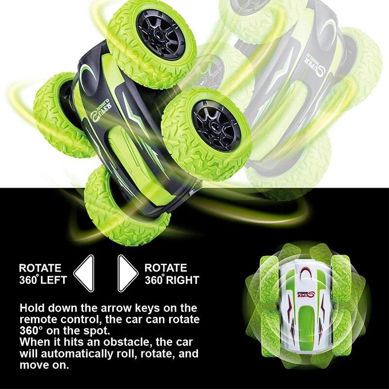 Rc Car Cool Boy Mini Stunt Car Bezdrátové dálkové ovládání Oboustranné otáčení o 360 stupňů Dětské hračky Flip Model 2,4g