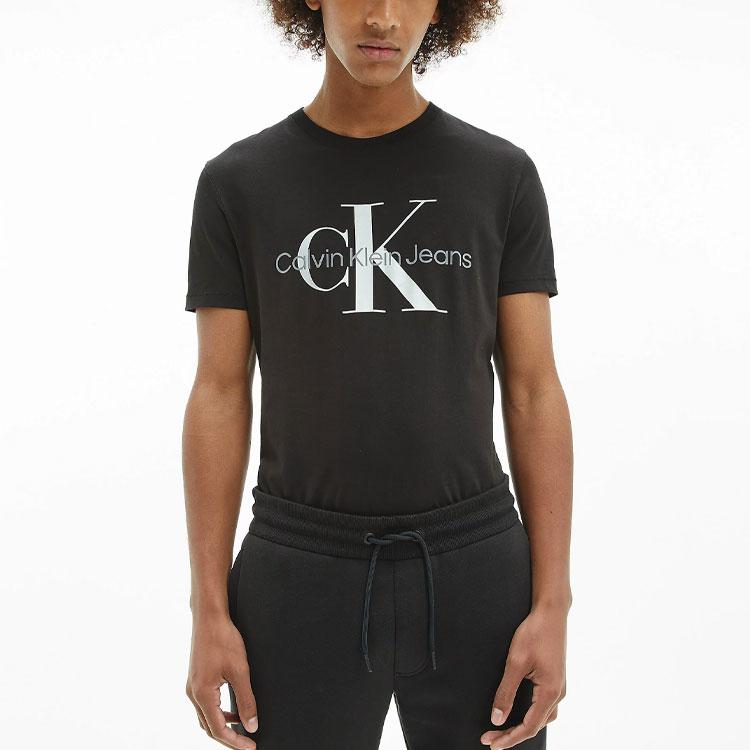 Calvin Klein Letter Print Crew Neck T-Shirt Men Tops Black J30J3208060GN