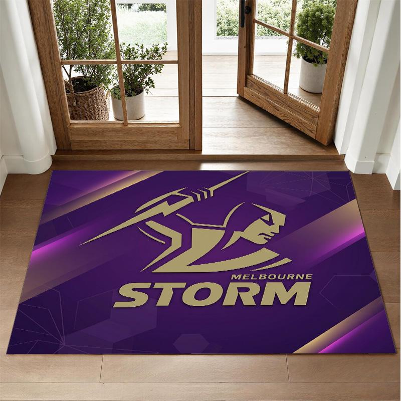 Melbourne Storm Design Crystal Velvet Rug Soft Decorative Mat for Bedroom Entrance
