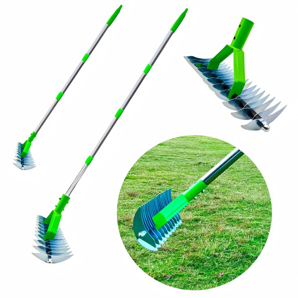 Manual Garden Lawn Thatch Rake, Durable Metal Tines Dead Grass Remover, Soil Loosener Cultivator Soil Rake For Yard Gardening Care