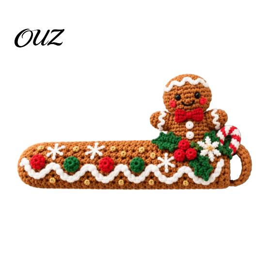 Seasonal Interior Decor Christmas Door Handle Cover, Knitted Lever Handles Cute Santa Gingerbread Claus Covers Man Penguin, Festive Sleeve for
