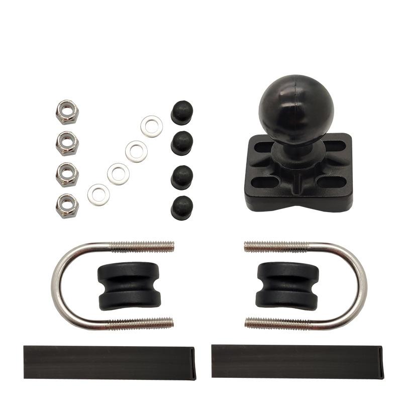 Double U-Bolt Motorcycle Bike Handlebar Rail Mount Base with 1.5 Inch Ball for Gopro Camera for Garmin for