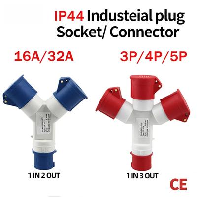 KRE IP44 Wasserdichter Industriestecker Dreiwege-Y-Typ-Steckdose 16A 32A 3 4 5 Pin Verdrahtung und Drehstromanschluss 1013