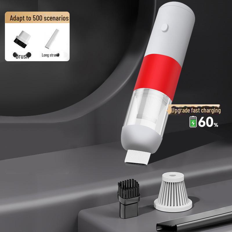

Беспроводной портативный мини-пылесос для автомобиля и дома Two-speed Adjustable Strong Suction красный/белый
