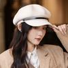 British Style Hat for Women's Autumn and Winter Retro Newspaper Hat Casual Versatile Beret Windproof Face Painter Hat