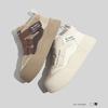 Women's High-top White Fleece Sneakers New Winter Casual Shoes Warm Cotton-padded Shoes Round Toe Snow Boots