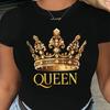 Queen Crown Graphic Print T-Shirt - Women's Casual Round Neck Short Sleeve Fashion Top, Comfortable Fit for Spring and Summer
