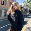 :CHOCOOLATEit Women's Stand-Collar Button-Down Baseball Jacket