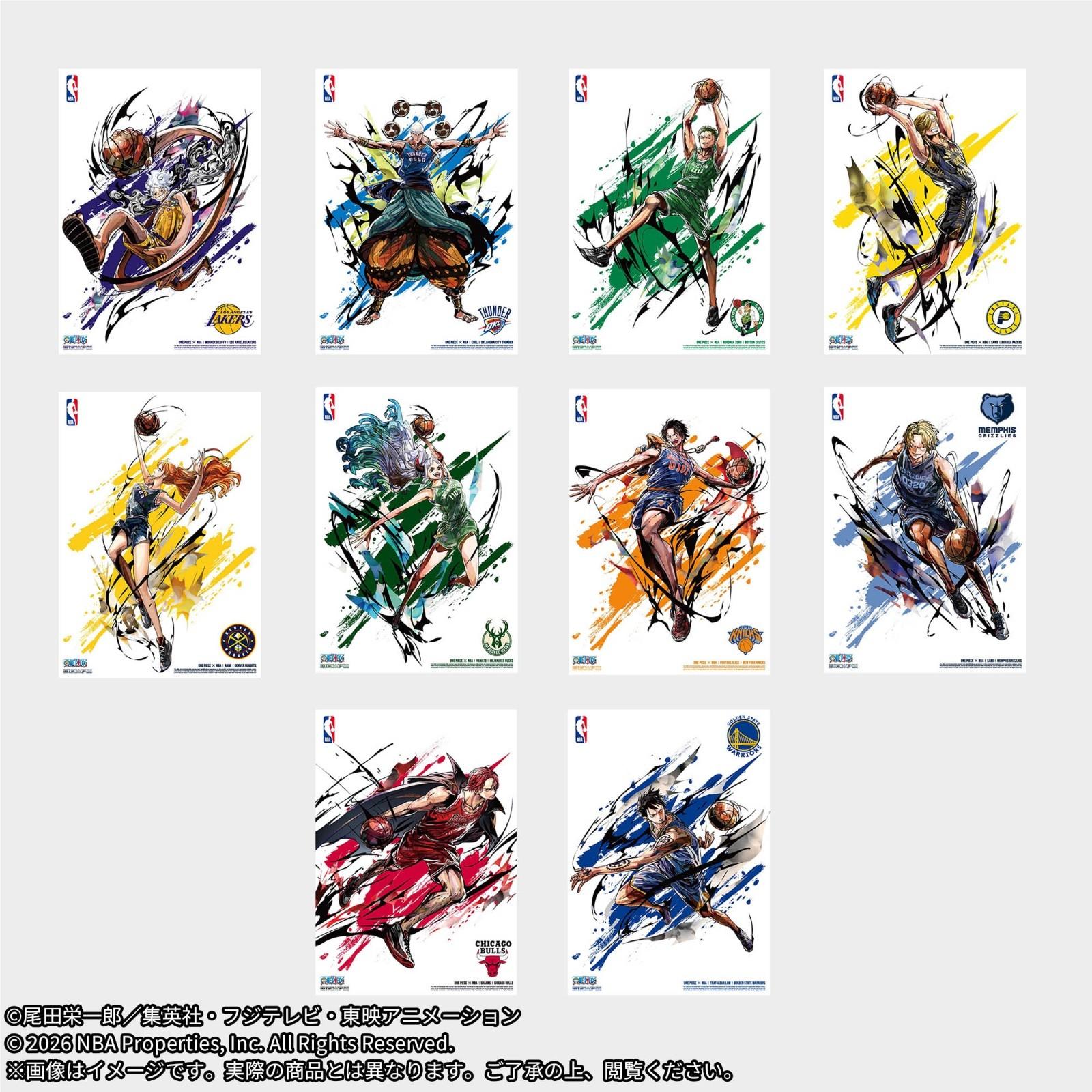 ONE PIECE x NBA Mini Poster Set 10 Sheets Limited Japan Official