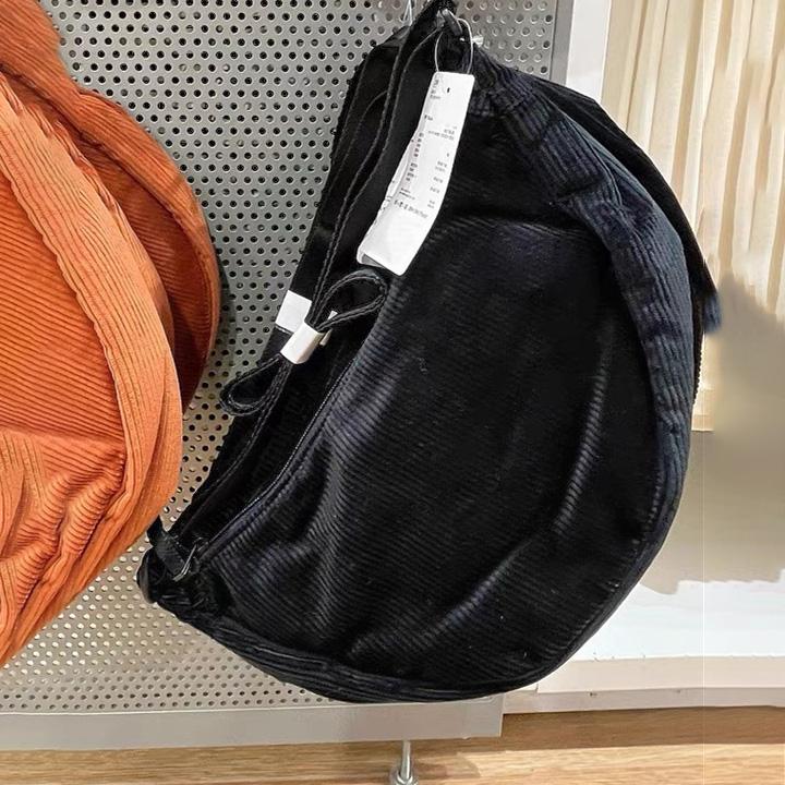 

Жіноча однотонна вельветова сумка з пельменями на блискавці Похила сумка-портфель Спортивні сумки через плече для відпочинку Регульований ремінець One Size