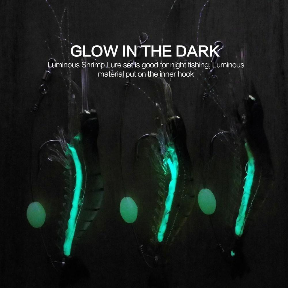 Garnelenköder mit Haken Leuchtende Weiche Angelköder Garnelenköder Silikon Lockmittel Tackle Köder FlySand Angelwerkzeug