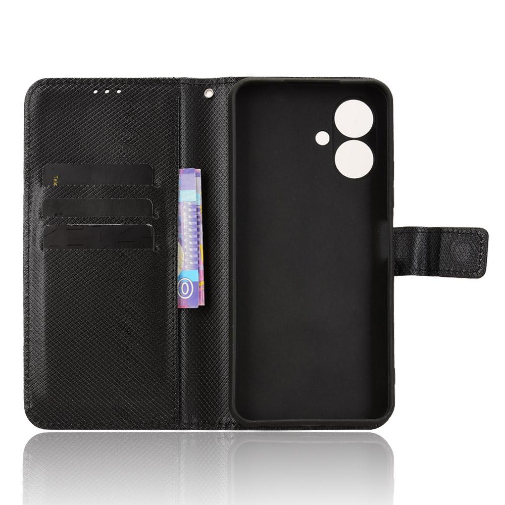 For TECNO Spark Go 2 4G/KM4 Leather Wallet Case with Strap Diamond Texture Phone Cover