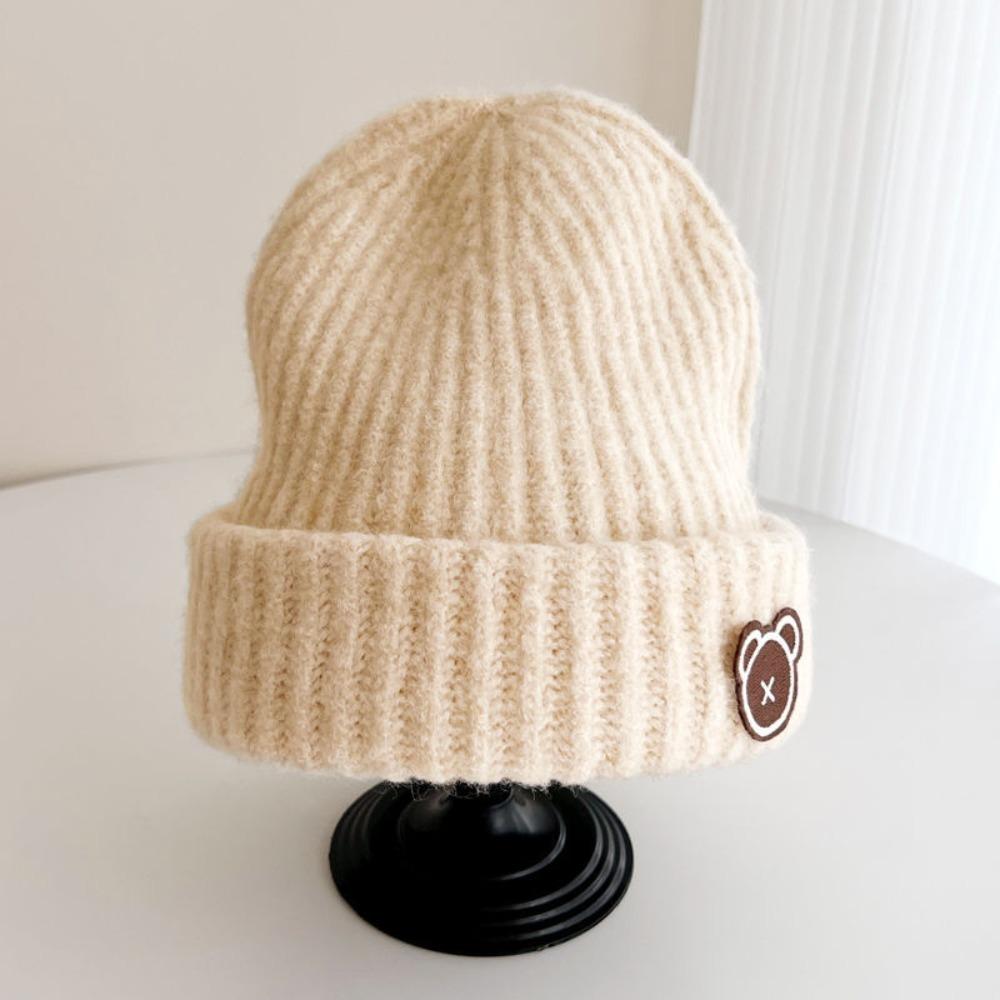 

Windproof Knitted Hat Cartoon Bear Crochet Wool Hats New Children Beanie Cap Kids Boys Girls