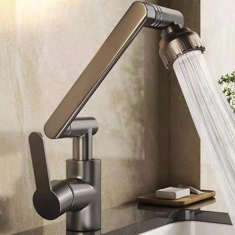 1080° Swivel Bathroom Basin Faucet Bathroom Sink Faucet Multifunction Cold and Hot Water Tap Kitchen Sink Faucet темно серый