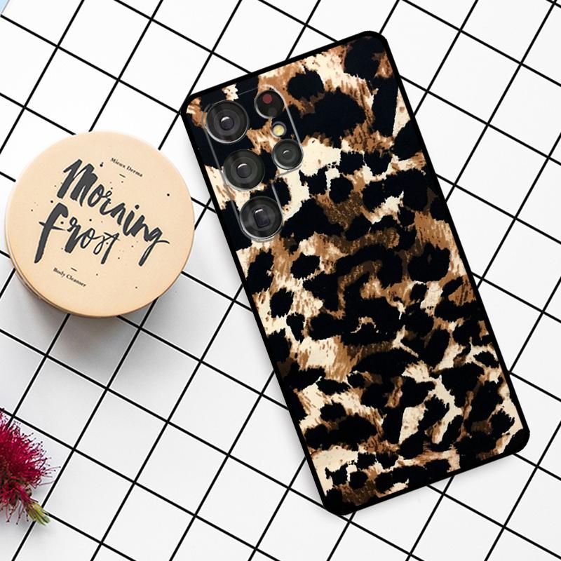 Tan Leopard Case For Samsung Galaxy S25 Ultra S20 S21 S22 S23 S24 Ultra S9 S10 Plus S25 FE Phone Cover