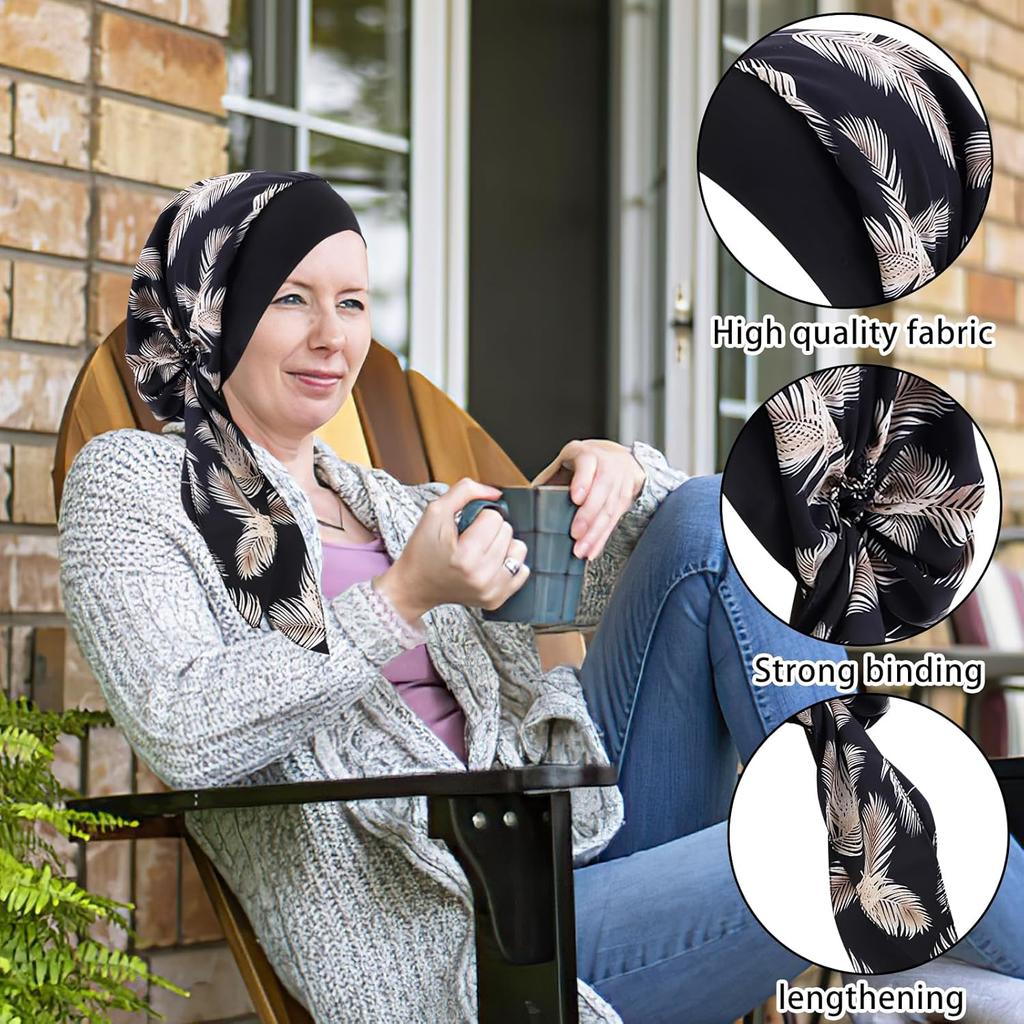 Chemo Headwear Bandana Scarf for Women Head Scarf Headwraps Cancer Hats Pre Tied Chemo Hat Beanie Turban Headwear for Cancer Patients Ladies