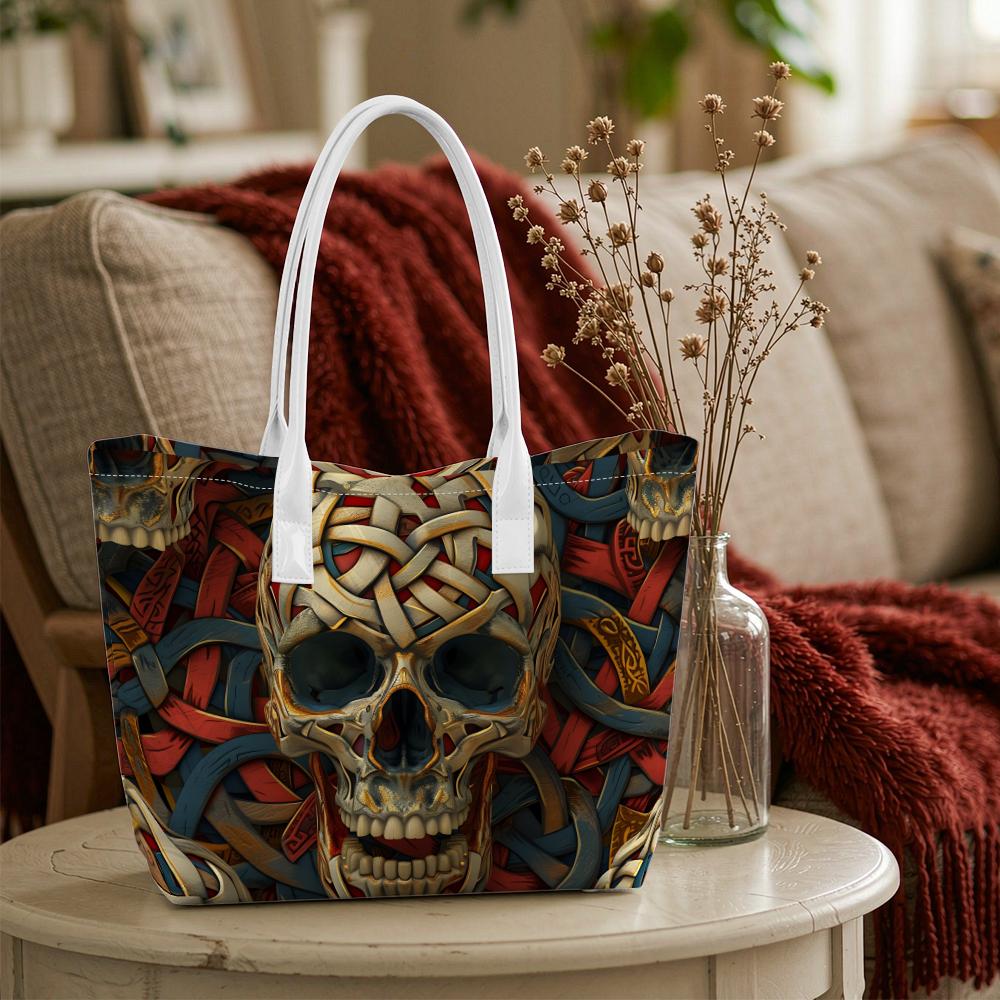 Celtic Knot Skull Pattern Stylish Large Tote Bag For Daily Use
