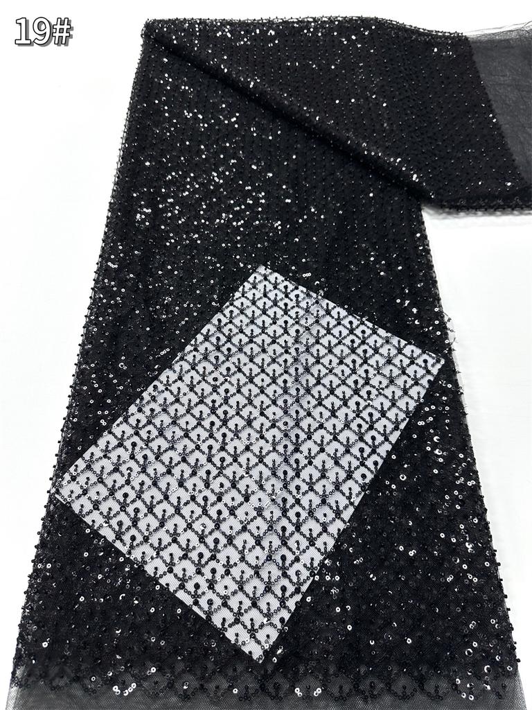 Sky Blue African Sequins Lace Fabric 2025 High Quality Lace Embroidery Nigerian Mesh Beads Fabric French For Wedding Party Dress