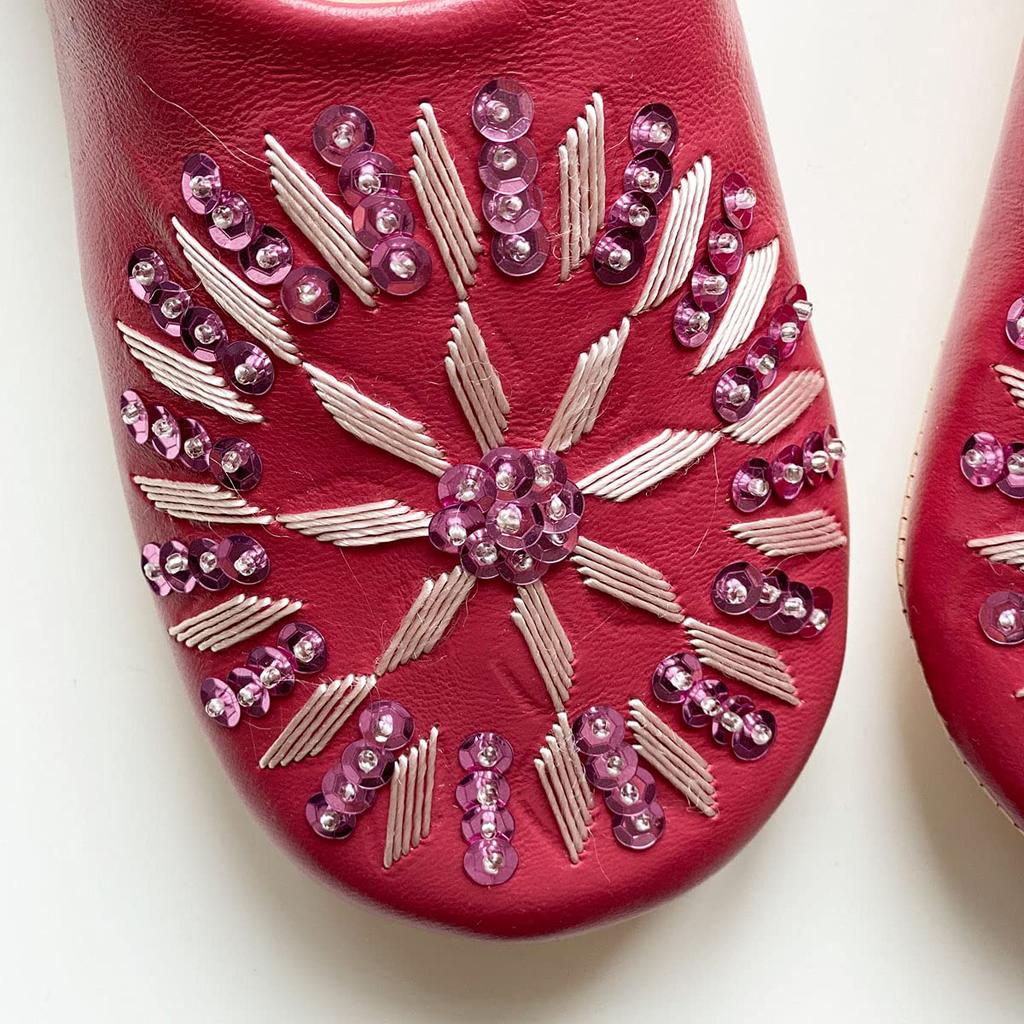 Sequined Babouche Bags Baroque Rose L [dear Morocco] // // (24.5 Cm)