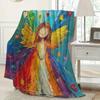 Anime Angel Pattern Throw Blanket - Soft Cozy Art Print Aesthetic Accent for Sofa Bed Air Conditioning Office Nap Gift