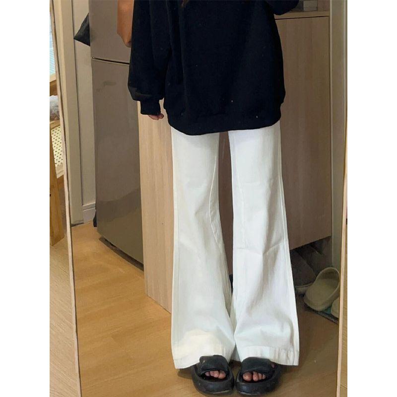 White Slightly Flared Jeans Women's Summer New Arrival Small High Waist Loose-Fitting Wide-Leg Slim-Fit All-Matching Straight Pants