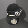 Hepburn Camellia Pearl Top Hat Women's Summer French Retro Elegant Curled Beret Small Bucket Hat