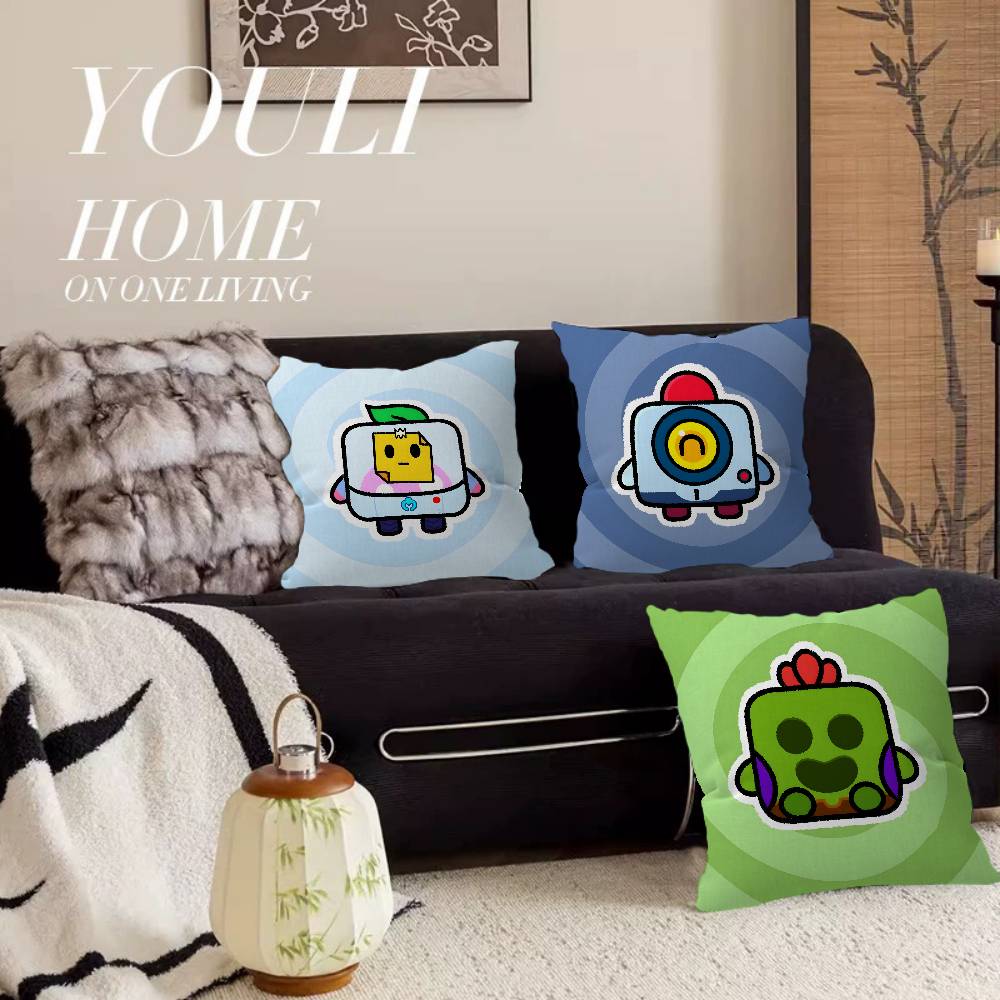 Game B-rawl Game S-Stars Pillow Covers Cartoon Sofa Decorative Home Double-sided Printing Short Plush Cute Cushion Cover