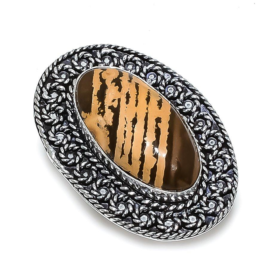 Gila Monster Gemstone Handmade 925 Sterling Silver Gift Jewelry Ring Size 5 L3Z57