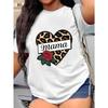 European Size Women'S Plus Size Mama Leopard Heart Rose Graphic T-Shirt - Soft Breathable Everyday Casual Tee - White Shirt  Mother'S Day Gift Idea