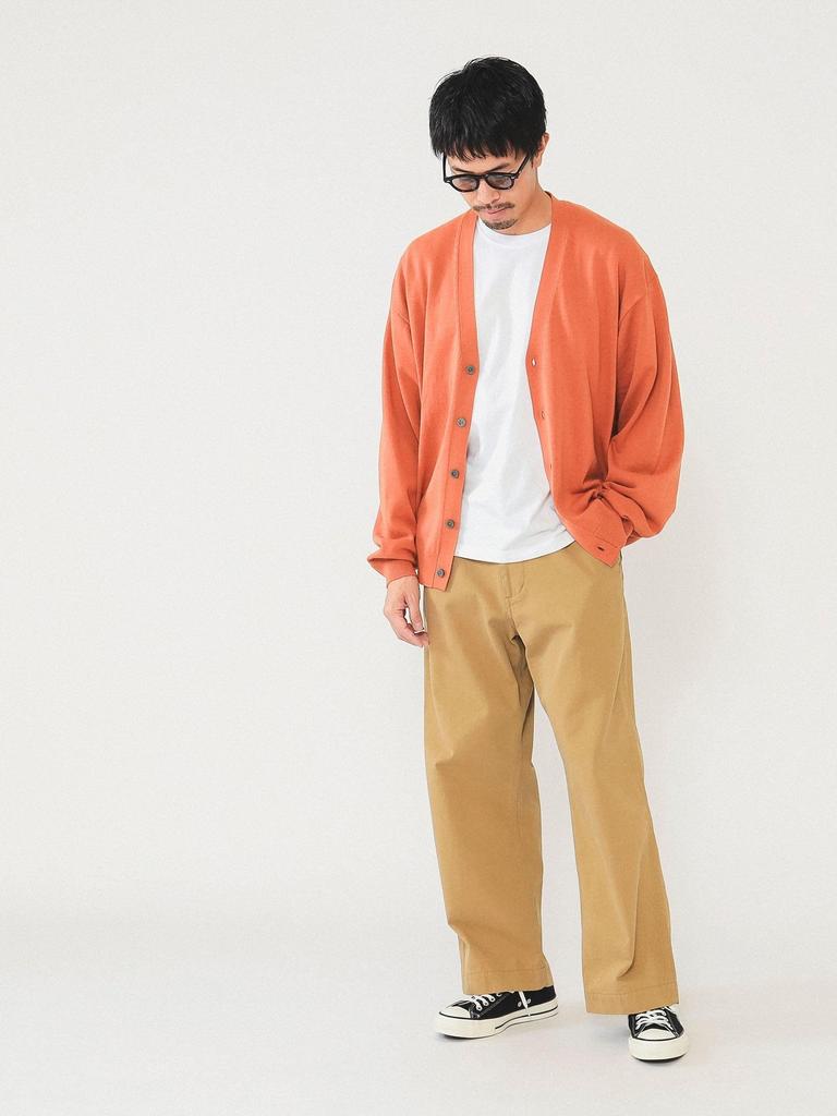 Beams Men's APRICOT Medium Relaxed Solid Knit Cardigan (Size 11151671147)