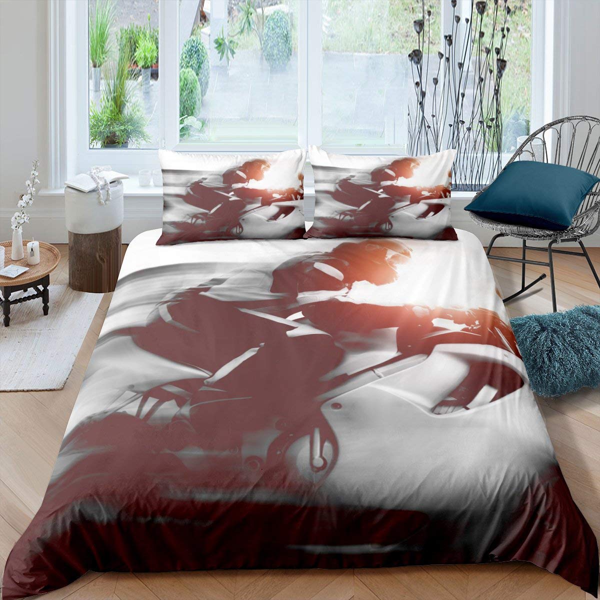 

Пододеяльник Король Королева Мотоцикл Комплект Постельного Белья Мотокросс Гонщик Экстремальные Виды Спорта Покрывало Полиэстер Чехол для Одеяла EU single(135x200cm)